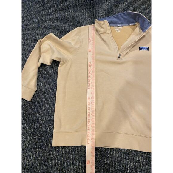 LL Bean Men’s 1/4 Zip Pullover Casual Sweater Yellow Size XL Cotton - Picture 7 of 13